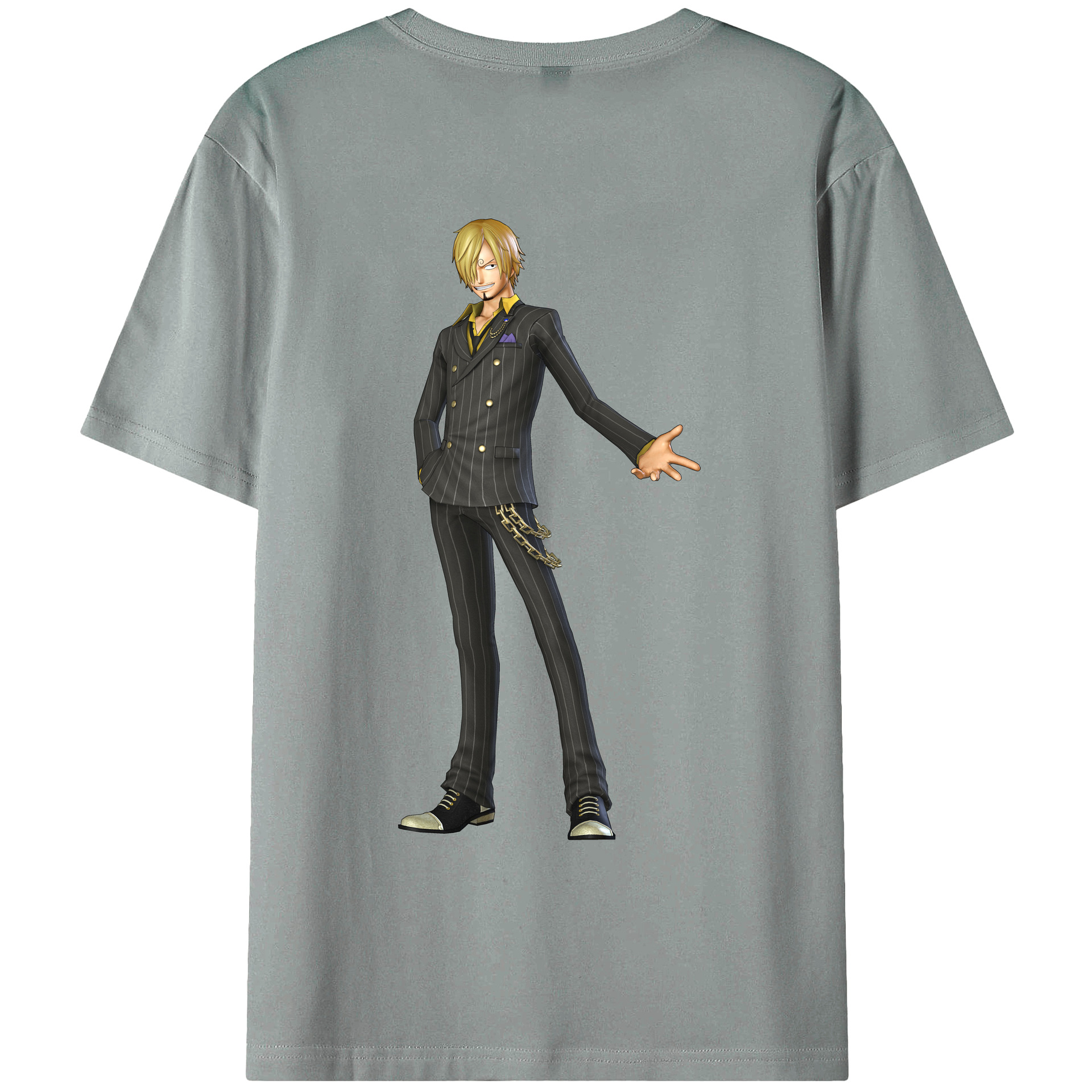 （画像用） ワンピース サンジ ONE PIECE Sanji 綿100％ メンズ半袖Tシャツ（バックプリント） 通気性